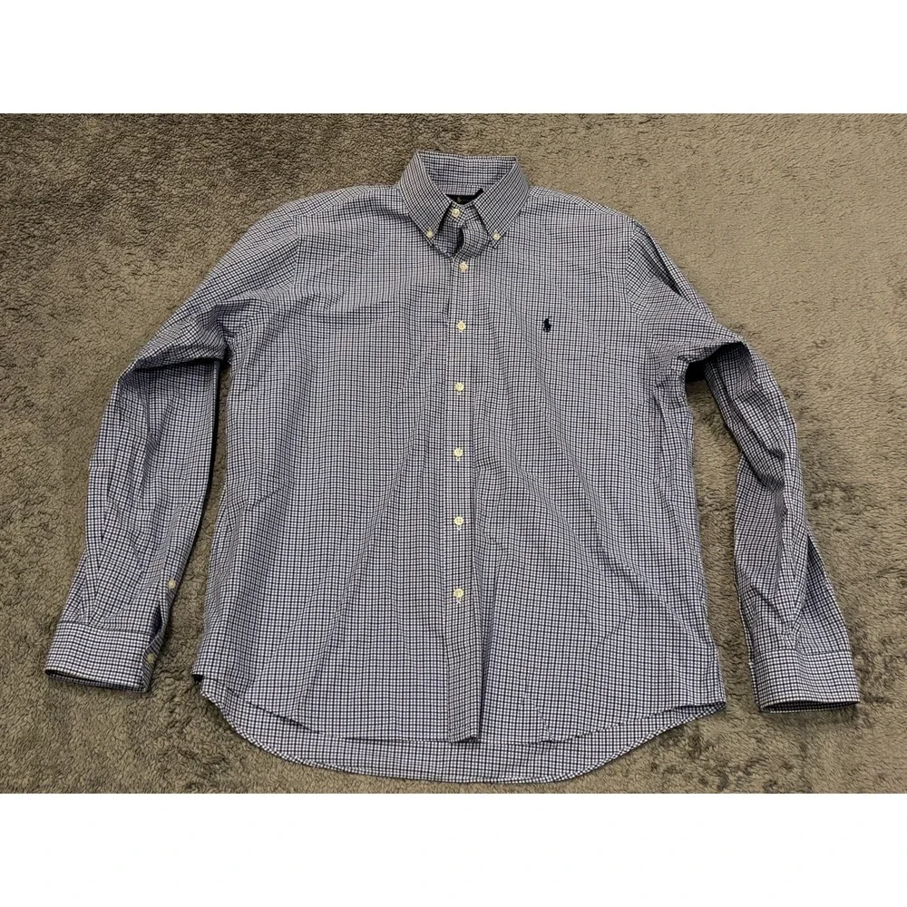 Ralph Lauren Shirt Mens XL Blue Plaid Long Sleeve Button Down Preppy Polo